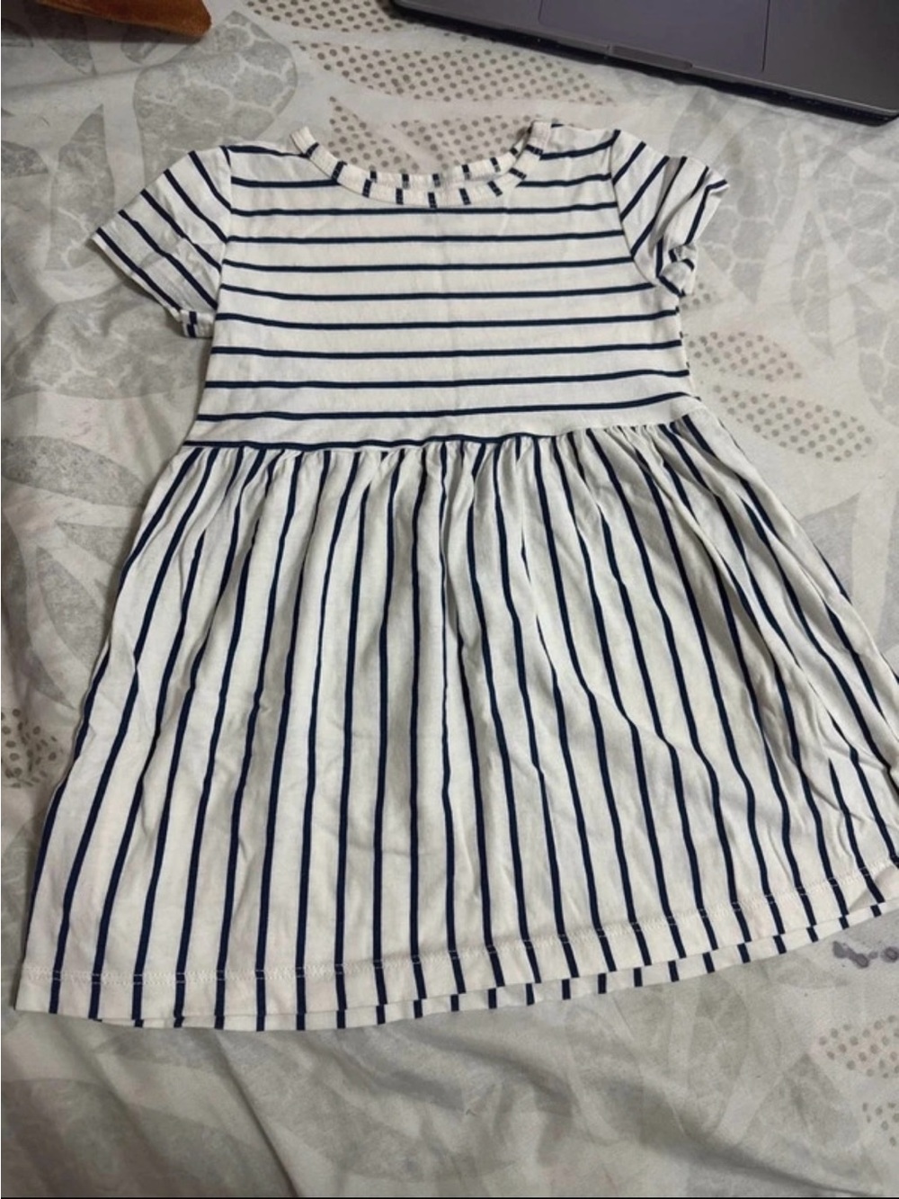 Carter's White and Navy Striped Casual Girl's Dress